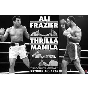Muhammad Ali (Thrilla in Manila, vs Joe Frazier, B&W) Sports Poster 