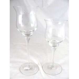 Biedermann & Sons Clear Vase Ball Style Candle Holders, Glass, Set of 