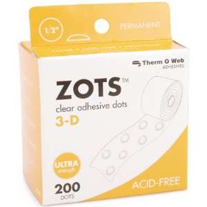 Therm-O-Web Zots 3D Clear Adhesive Dots 1/2 x 1/8 Thick - 200 ct