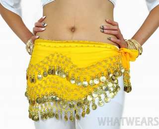 Belly Dance Gold 128 Coin Belt Hip Scarf Skirts Costume  