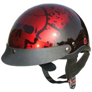 DOT Motorcycle Half Beanie Helmet Boneyard Wine Red  