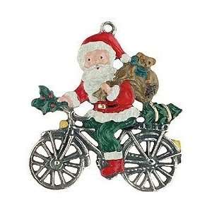  Santa on Bike German Pewter Christmas Tree Ornament