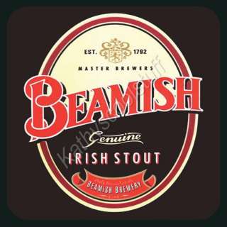 VINTAGE BEER LABEL BEAMISH IRISH STOUT 4 BAR COASTERS  