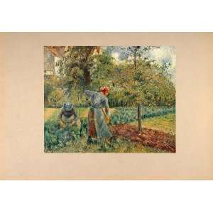  1905 Print Women Kitchen Garden Impressionism Pissarro 