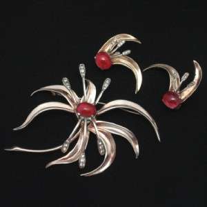 Nettie Rosenstein Sterling Silver Set Brooch Pin Earrings Spiked 