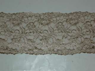 YARDS BEIGE LYCRA LACE TRIM EMBROIDERED STRETCH LACE TRIMMING FABRIC 