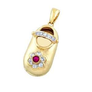   Romante 14K Baby Shoe Charm Select a Birthstone Yellow Gold Jewelry