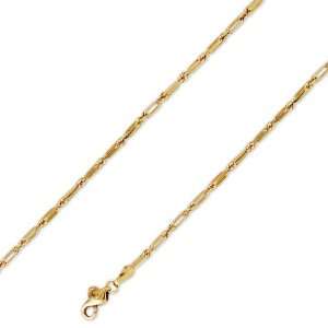  14K Solid Yellow Gold Baguette Rope Chain Necklace 2.5mm 