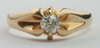   European Cut .3CT Solitaire Diamond 14K Gold Belcher Engagement Ring