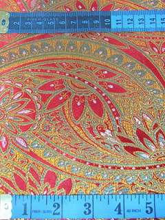 Chinese Brocade Fabric Material Gold Flower on Red Upholstery By Yard 