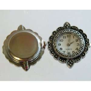  Beading Watch Face Antiqued Silver Round Quartz Movement 1 
