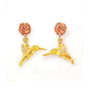    10k Yellow gold Black Hills Gold Hummingbird Earrings Jewelry