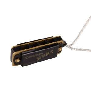  Black Swan Mini Harmonica 4 Hole 8 Tone Necklace + Box 