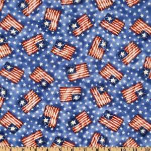  44 Wide American Valor Flag Blue Fabric By The Yard 