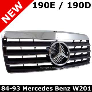 Mercedes Benz W201 190E 190D 84 93 Black Front Hood Center Grille 
