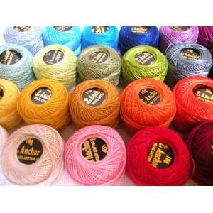 24 Solid Color Balls Anchor Thread 100% Cotton. Most Demanding Colors