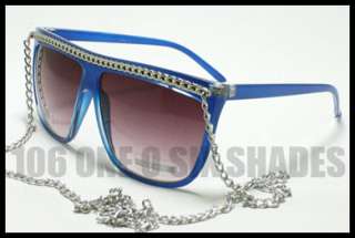 Celebrity Silver CHAIN Sunglasses Lady Flat Top GREEN  