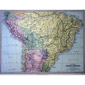   Bartholomew 1887 Antique Map of Central South America