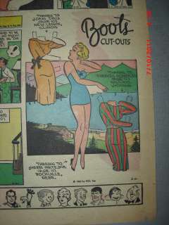 Boots Sunday Page with Uncut Paper Doll from 3/31/1963  