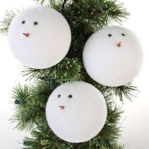  Fluffy Snowman Head Ornaments   Set of 3