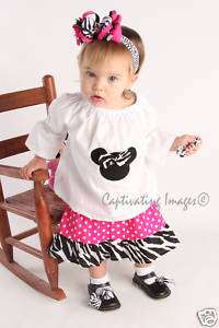 Minnie Custom Boutique Peasant Top and Skirt Set 12m 6Y  