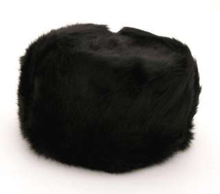 Russian Black NATURAL Rabbit Fur WINTER hat USHANKA XXL  