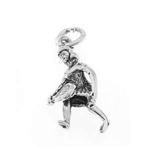   Sterling Silver Three Dimensional Female Tennis Player Charm Jewelry