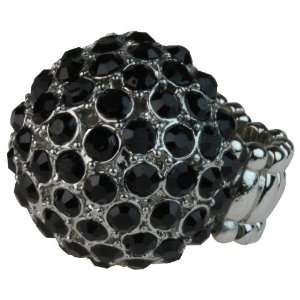  Black CZ Stone Encrusted Dome Stretch Bling Ring Jewelry