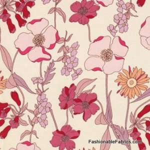  Blue Bell in pink Cotton Lawn Fabric by Alexander Henry 