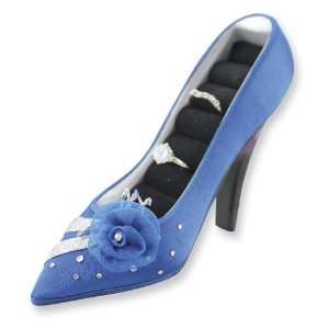  Blue Elegant Rose High Heel Shoe Ring Holder Jewelry