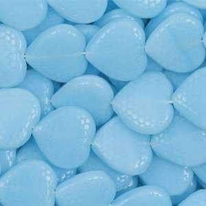    Aqua Blue 14mm Textured Heart Czech Glass Beads