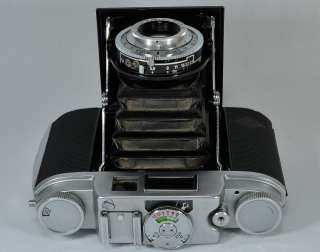 6x6 camera Agfa Isolette L + case + lens Hood + flashgun  