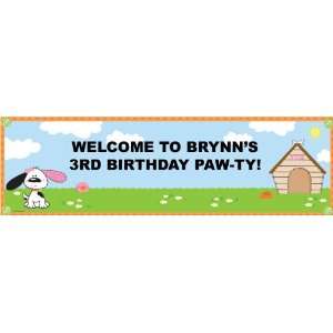 Playful Puppy Pink Personalized Banner Standard 18 x 61