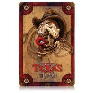    The Last Stand Texas Vintage Metal Sign Skull