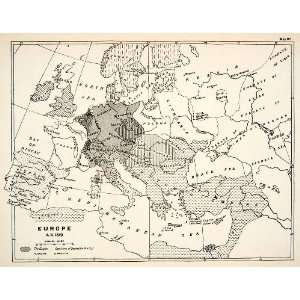 1932 Print Map Europe Ottoman Empire Naples Bohemia 