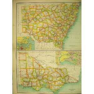  1898 Australia Map New South Wales Victoria Sydney