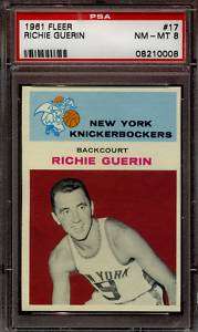 1961 Fleer Basketball #17 Richie Guerin card PSA 8  