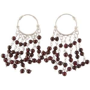  Garnet Hoop Chandeliers   Sterling Silver 