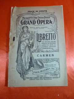   Booklet Metropolitan Opera House Giulio Casazza Libretto CARMEN Bizet
