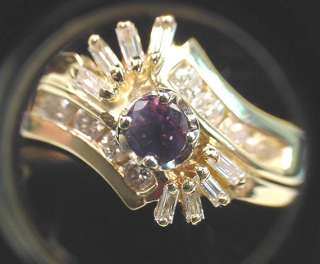   ALEXANDRITE VERY RICH COLORS .46 CT and .40 TCW DIAMONDS 14K GOLD RING