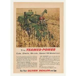  1959 Oliver Corn Combine Teamed Power Print Ad (44880 