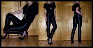   BLACK disco pants HIGH WAISTED skinny ROCKER GREASE shiny jeans  