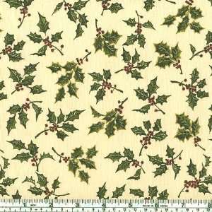   Boughs Of Holly Ivory Fabric By The Yard Arts, Crafts & Sewing