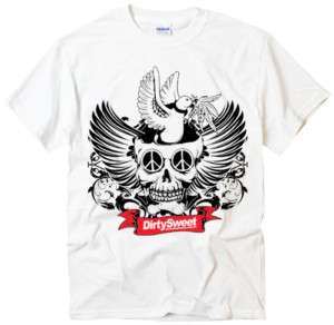 Skull Peace design cool rock hard tattoo white t shirt  