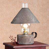 Electrified Oil Lamp BLACKENED Tin Lantern Primitive Colonial Accent 