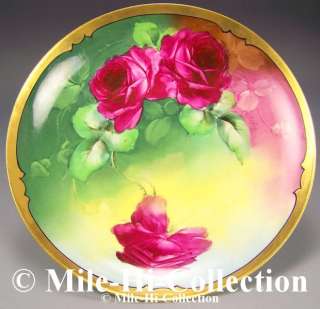 STOUFFER LIMOGES HAND PAINTED ROSES PLATE SIGNED BLAHA  