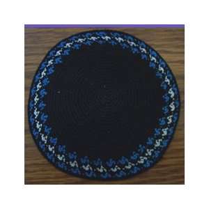   Crocheted Kippah Yarmulke with Blue & White Design 