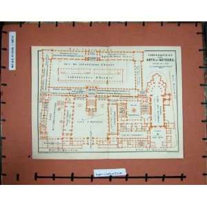  MAP FRANCE 1913 PLAN CONSERVATOIRE ARTS METIERS MARTIN