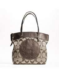 Authentic Coach Laura Signature Tote Bag 18335 Khaki Copper