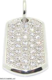 SIMULATED DIAMOND ICY BLING LOADED DOG TAG PENDANT P201  
